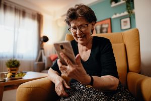 Grandmother on video chat